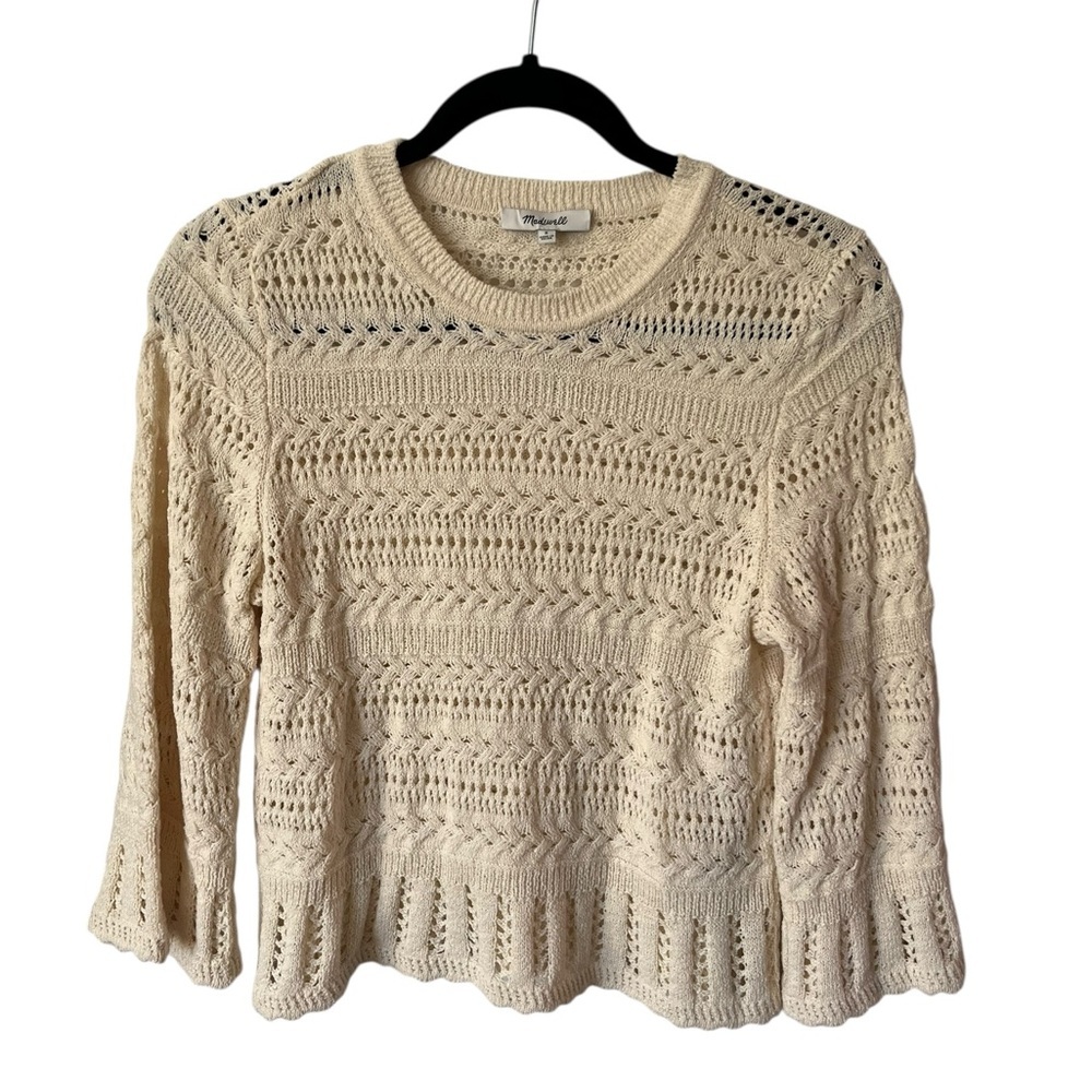 Madewell Scalloped-Trim Sweater Tee, Ivory Size - Picture 3 of 7